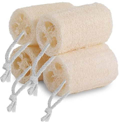WVacFre Confezione da 4 spugne di luffa naturale, spugna di luffa organica Spugna da bagno organica di luffa organica per il lavaggio della doccia e la pulizia della cucina