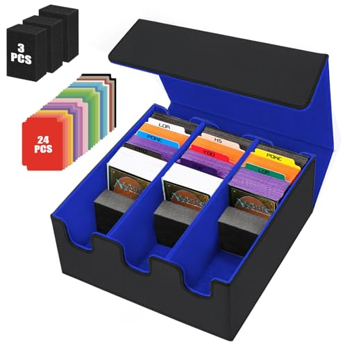 REAQUE Porta Carte Mazzo per Carte MTG Capacità di 2100+, Deck Box per Carte, Custodia Magnetica per la Conservazione delle Carte, Organizzatore di carte collezionabili (BLU)