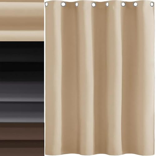 Rideau Occultant Salon, 90 x 220 cm Design Moderne Polyester Rideau Phonique Anti Bruit Lisse Design Moderne à Oeillets Lavable, Couleur Crème