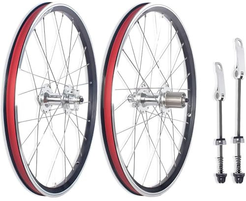 NBTRXWAFR 20In 406/451 Mountainbike Wheelsst Double Layer Aluminiumlegierung Felgen Disc/V Bremse Schnellspanner 24/28H Naben Für 7 8 9 10 Gang Kassette Fahrräder Vorderräder Hinterräder,Schwarz,451