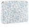 Baumwolle Make Up Tasche, Groß Kosmetiktasche Gesteppte Make Up Bag Kulturbeutel Cute Schminktasche Damen Kulturtasche Mädchen Blumen Kosmetikbeutel Für Mädchen Frauen (Blaues Blumenmuster)