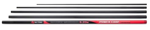 NYTRO Margin Muncher 5.2m | Margin Carp Pole | Lightweight Strong Carbon Fibre | For Heavy Elastics | Progressive Action | Reinforced No.2 Section | Incl. PTFE Bush and Winder Bung | Code 20400010