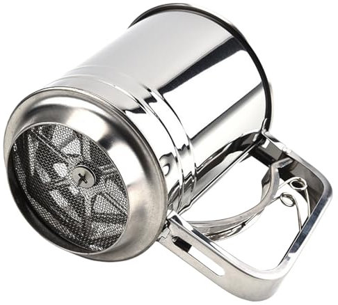 Setaccio per farina in acciaio inox, setaccio a maglia fine per la cottura, setaccio manuale per zucchero a velo, cacao e spezie, strumento durevole per setacciare torte e pasticceria 15 x 13 cm