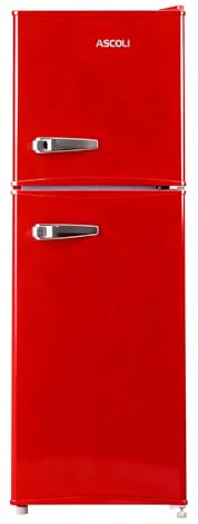 ASCOLI 120L Freestanding Retro Fridge, 88L/32L, Direct Cooling, Mechanical Control, Removable Air Seal, Adjustable Tempered Glass Shelves, Led Light