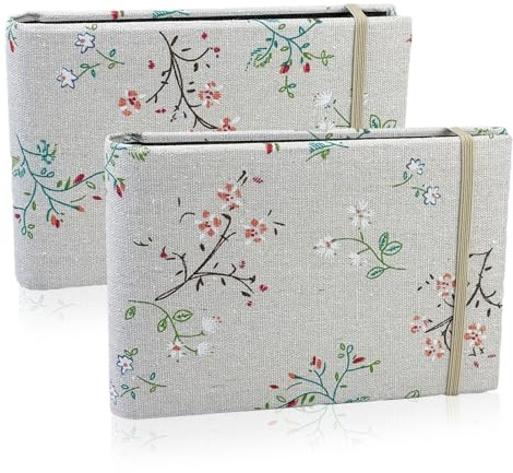2 Pack Small Photo Albums, 6x4 Slip in Photo Albums 200 Photos Mini Flip Photo Book with Linen Cover, Portable Photo Album Memory Books for Baby Wedding Holiday Travel