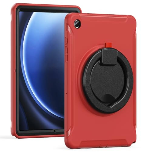 Lunivop Surfplattefodral kompatibelt med Samsung Galaxy Tab A11 Plus fodral 11 tum med 360° roterande stativ kraftigt militärt – klassat skydd för Samsung Tab A11+ Plus röd