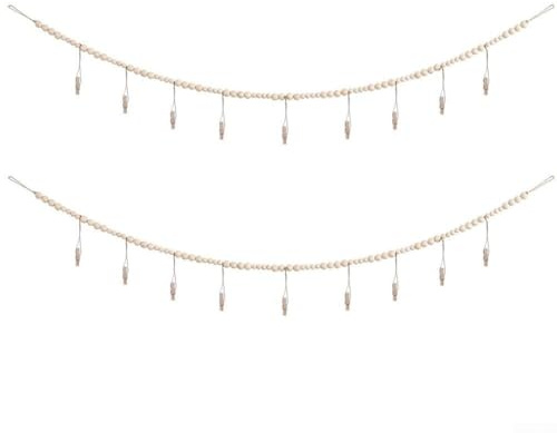ZWEquipint 2-pack hängande fotodisplay väggdekoration, 135 cm sträng med 18 träklämmor för rums- och sovsal, kreativ bildhållare för födelsedag bröllop julfest minnen