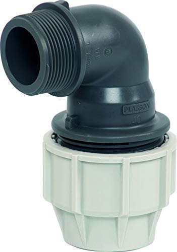 Plasson Klemmfitting Serie 18 - PE Rohr Winkel 90° mit AG (50 mm x 1 1/2)