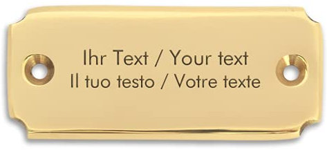 Kleines Messingschild mit personalisierter Gravur - 62 x 25 mm, eckig - Türschild, Namensschild, Klingelschild aus Messing mit eigenem Text