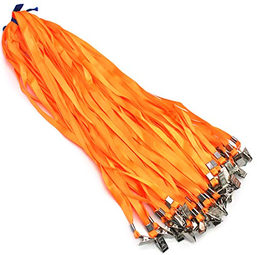 Bird Fiy Orange Lanyard Clip 50 Pack 17 Lanyards with Clip Badge Lanyard Bulk Neck Flat lanyards for Badge Holders