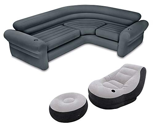 Intex Inflatable Corner Sectional Sofa & Ultra Lounge Chair and Ottoman Set