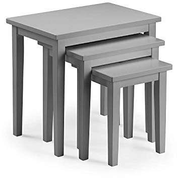 Julian Bowen Cleo Nest of Tables, Set of 3, Grey - H46 x W48 x D33cm | Contemporary Nesting Tables for Living Room, Solid Rubberwood, Space-Saving Nesting Design