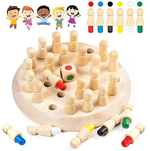 Diealles Shine Ajedrez de Memoria, Ajedrez de Palo de Memoria de Madera, DiversióN Bloque Juego de Mesa Juguete Educational Parent-Child Leisure Fun Toy