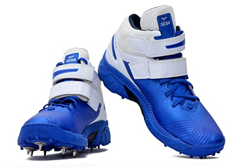 Sega Bold, Cricket Shoes, Cricket Shoes Men, with Metal Spikes,Shock Absorber Additional Ankle Support with Laces and Dual Buckle Support Free Cricket Spikes