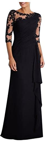 AMhomely Women's Floral Lace Half Sleeve Wedding Mermaid Dress A Line Mother of The Bridal Long Formal Evening Gown Cocktail Maxi Dresses Elegant Beach for Bride, 1* Black, XL