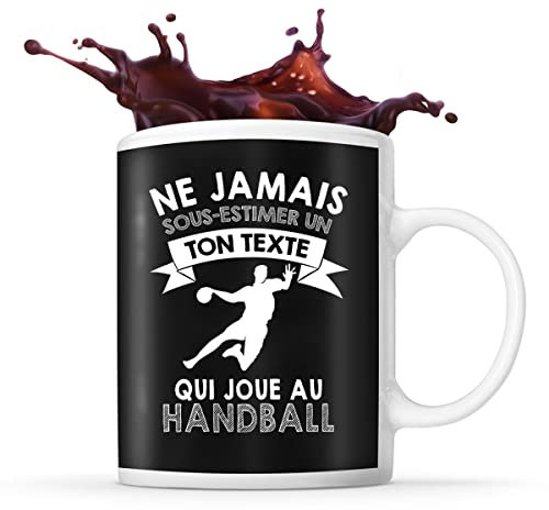 Mug handball Prénom métier âge Personnalisable | Tasse drôle pour Handballeur | idée cadeau anniversaire Noël fête des Pères