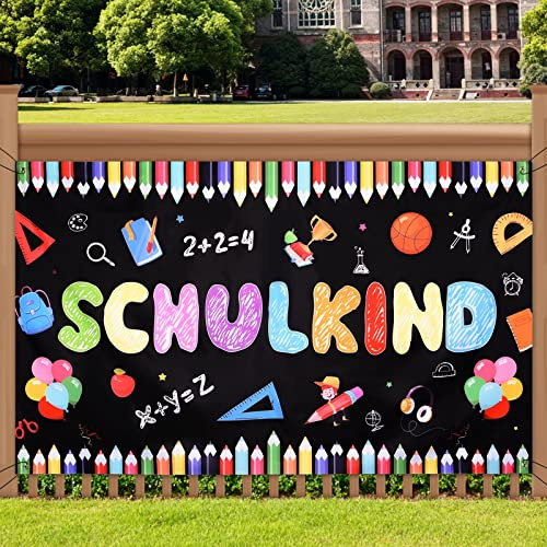 FORMIZON Einschulung Banner Deko, Schulanfang Dekoration, Schuleinführung Hintergrund Banner Deko für Kinder Mädchen Jungen, 180×110cm
