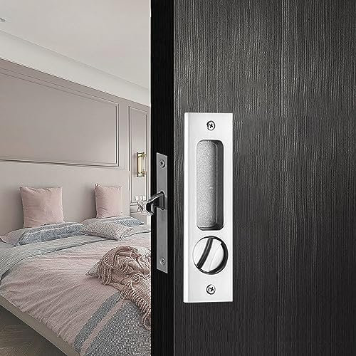 betensh Schiebetür schloss Schiebetür schloss mit Schlüssel Sicherheitstür schloss aus Schiebetür Einsteckschloss 160mm Griff Unsichtbarer versenkter für Holzmöbelbeschläge Silber