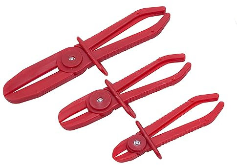 Line Clamp Pliers 3PCS Nylon Hose Clamp Tool Set - Hose Clamping Pliers - Brake Fuel Water Line Clamps Plier Hands Free Tool Red - Suitable for Fuel Gas Lines, Radiator, Coolant Brake Hoses