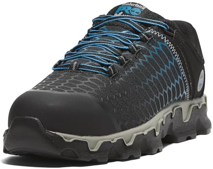 Timberland PRO Men's Powertrain Sport Alloy Safety Toe Industrial Athletic Work Shoe, Black/Blue-2024 New, 15 W