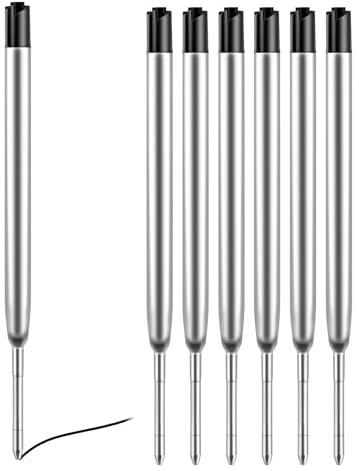 Parker Gelminen für Kugelschreiber, kompatibel mit 6 Nachfüllminen, feine Spitze 0,5 mm, schwarze Tinte