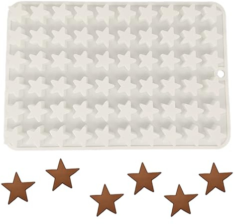 duoyif Chokladstjärna silikonform, 60 håligheter, silikonbakning stjärnform, chokladkaka dekoration silikonform karamell (stjärna, 17 x 12 mm)
