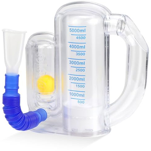 Raxfekro Atemtrainer Lungentrainer, 5000MLAtemtrainer mit kugelförmigem Flow-Indikator und Skalenanzeige, Atemtrainer für Logopädie und Lungenfunktion