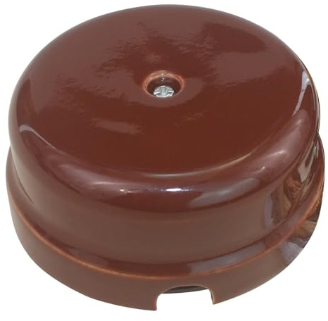 OASHISU Scatola di Derivazione in Porcellana per Impianti a 4 fori per entrata/uscita del cavo. Copri cavi e copri fili in ceramica colore Marrone, Ø 78mm Prof. 35mm