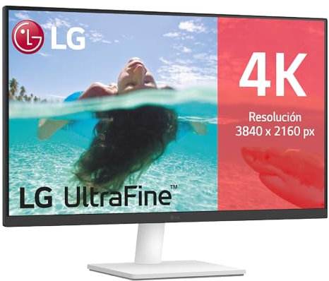 LG 27US500-W - Monitor 4K UltraHD, 27 Pulgadas, IPS, 3840 x 2160, HDMIx2 2.0, SuperResolution+, clasificación F, 60 Hz, 5 ms, Blanco