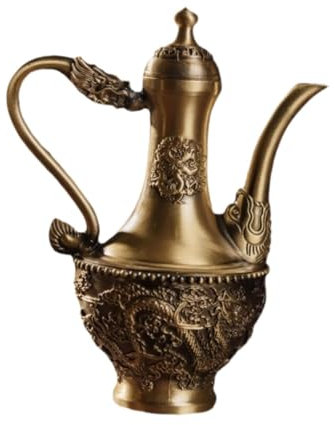 Milageto Tetera de latón para café Turco, Tetera Tradicional de Cobre Tallado, Jarra turca para Mesa de Comedor, Dormitorio de casa