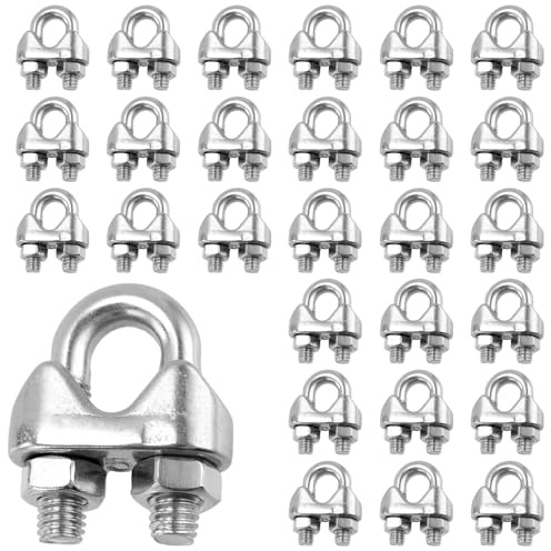 NGOSUET 30 Stück Seilklemme M5, Drahtseilklemme M5, Seilklemmen 5mm Edelstahl, Bügelseilklemme für Drahtseile, Kabel und Seilbefestigungen