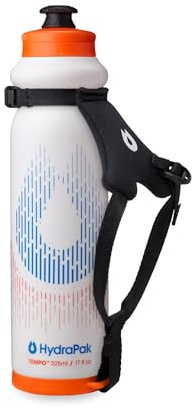 HydraPak Tempo Pro - Bottiglia da corsa portatile da 525 ml, per allenamento e idratazione, con cinturino rimovibile (525 ml), bianco