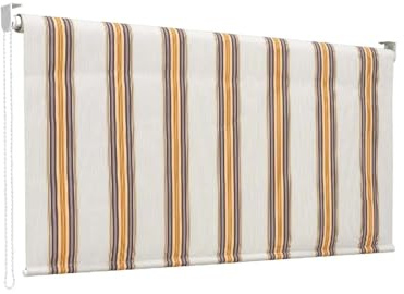 Rideau de Soleil à Chute 150 x 250 cm avec Rouleau en Aluminium, Pare-Soleil extérieur à Rayures Beige, Fixation au Plafond Inclus