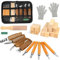 23 PCS Wood Whittling Kit with 9 Basswood Blocks, 9 Whittling Tools, Gloves, Sharpener, PU Storage Bag, Woodworking Tools Set for Adult Beginners DIY Craf