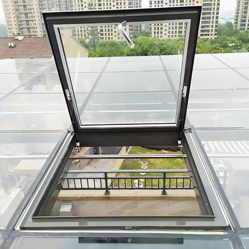Claraboya para Techo, Ventana de Techo Transparente, Ventana de Techo de Salida, Claraboya para Techo, Trampilla de Mantenimiento de Techo, para Pasillo, Terraza Acristalada, Escalera,60*60cm