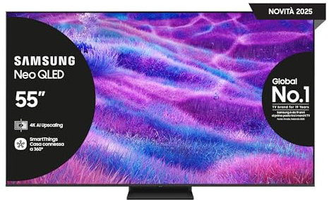 Samsung Smart TV 55'' QE55QN83FAUXZT Neo QLED 4K Mini LED, NQ4 AI Gen2 Processor, 4K AI Upscaling, AI Customization Mode, Dolby Atmos & OTS Lite, Simple Chamfer Design, 2025