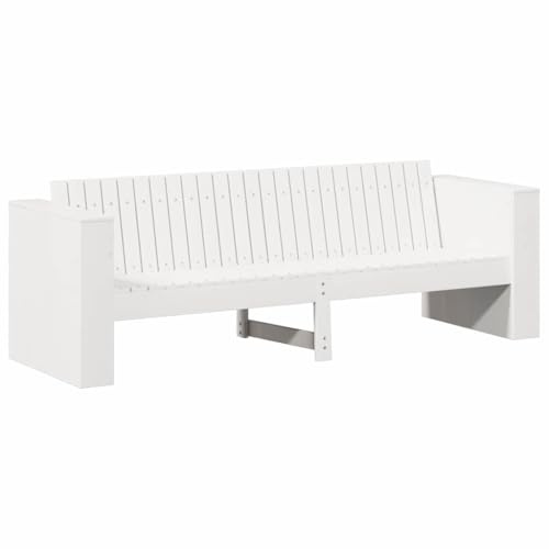 vidaXL Divano da Giardino Bianco 185,5 x 60 x 62 cm Pino massello, Giardino e terrazza, Divano Rustico Resistente agli Agenti atmosferici, mobili in Legno, sdraiabile Beige, Comodo per Il Patio