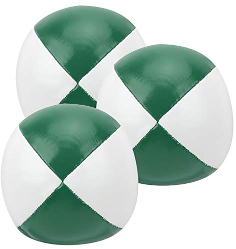 POENVFPO Palline da Giocoliere in Pelle PU da 3 Pezzi, Palline da Giocoliere Morbide per Principianti e Giocolieri Avanzati con Colori Vivaci (Bianco Verde)