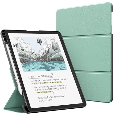 MoKo Stand Case for 11 Kindle Scribe (3rd Generation -2025) & Kindle Scribe Colorsoft (1st Generation 2025) - Premium Leather Trifold Stand Cover with Pen Holder, Auto Sleep/Wake, Agave Green