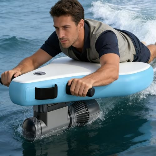 smafoseedding Electric Inflatable Bodyboard/Paddleboard W/Underwater Scooter,Jet Board Electric Surfboard W/Thruster,3-In-1 Watercraft,10-Speed,3-7/9km/H,253lbs Load,Adult Inflatable Jet Boat 500W