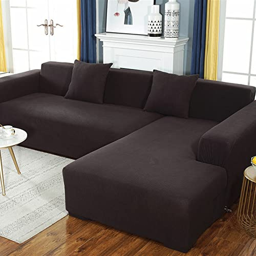 Halkfritt L-format soffskyddsset 2-delat stretchöverdrag för 2–3-sits och 3-sits hållbar, lätt att rengöra, perfekt för barn och husdjur, elegant vit