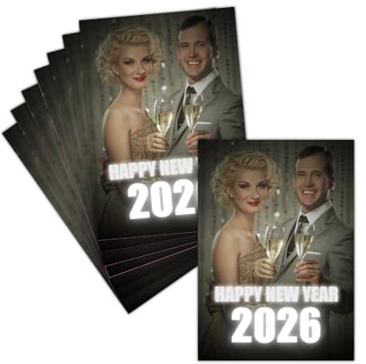 MERCI-FACTEUR.COM Carte Pliée de Voeux 2026 Bonne Année Happy New Year - 8ex - Carte Ã‰légance Et Festivités Pour Le Nouvel An 2026