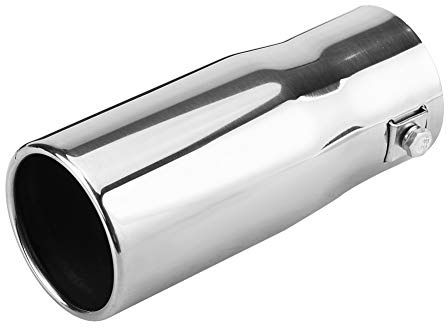 KIMISS Terminale di scarico universale, tubo di coda per auto, 30-51 mm, acciaio inossidabile(Flat,)