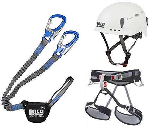 LACD Klettersteigset Pro Blue + Klettergurt Start Größe L + Helm Protector 2.0 White