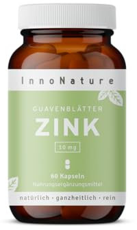 Natürliches pflanzliches Zink aus Guavenblättern. Hochdosiert mit 10mg Zink (100% NRV*) pro Tagesdosis, 60 Kapseln, vegan, hergestellt in DE