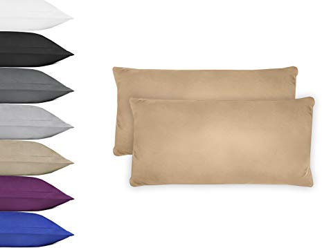 NatureMark 2er Pack Microfaser Kissenbezug 100% Polyester Kissenhülle mit Reißverschluss 40x80cm Sand