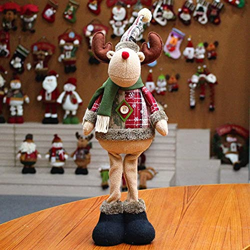 Cysocool Christmas Standing Figurine 48CM Long Legs Reindeer Figure Snowman Reindeer Xmas Plush Doll Christmas Ornament Party Table Fireplace Decor Home Decoration Tree Hanging Xmas Figure Gift