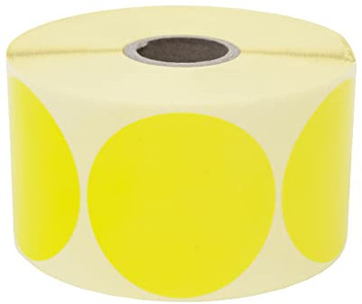 Prolac Markierungspunkte – 1000 Stück Bunte Klebepunkte auf Rolle, 25x25 mm - Gelb, Glue Dots, Selbstklebende, Runde Aufkleber perfekt für Kennzeichnung im Büro, Sticker rund