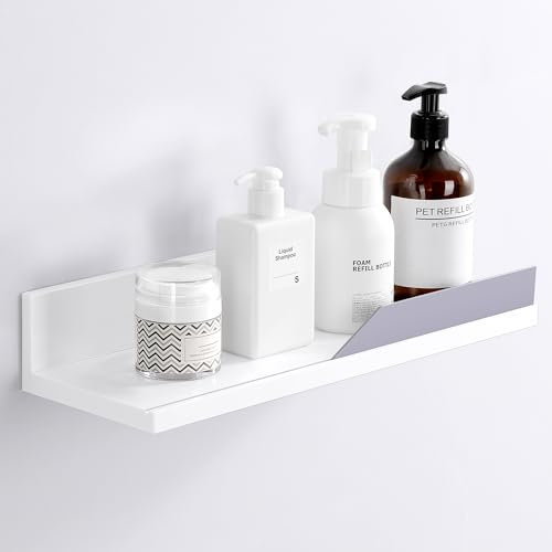 YOHOM Etagère de Douche Adhésive Etagère de Salle de Bain Blanc Tablette Murale sans Percage Porte Shampoing Douche Plastique Serviteur de Douche