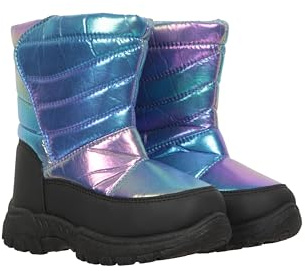 Mountain Warehouse Caribou Junior Kids Snow Boots - Snowproof, Fleece Lining, Warm, Insulated, High Traction Sole - Ideal For Iridescent Kids Shoe Size 10